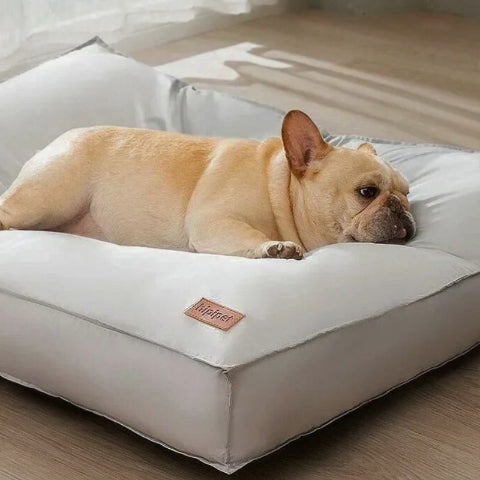bouledogue couché sur coussin pour chien déhoussable respirant respiro