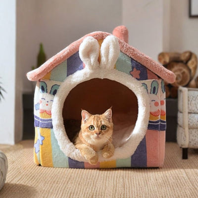 chat allongé dans niche chien intérieur antidérapant lapinou
