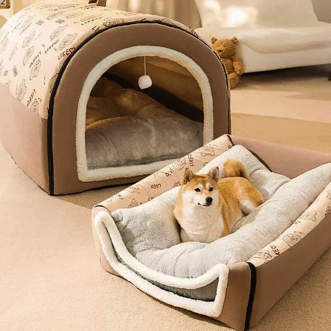 shiba inu couché dans niche chien intérieur respirant convertible