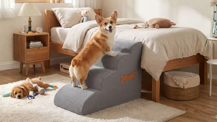 Escalier pour Chien – Rampes & Marches, Lavables, Faciliter Accès Chiens Petits & Âgés ≤ 20 kg