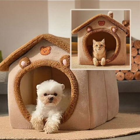 bichon couché dans niche pour chien tissu oxford intérieur