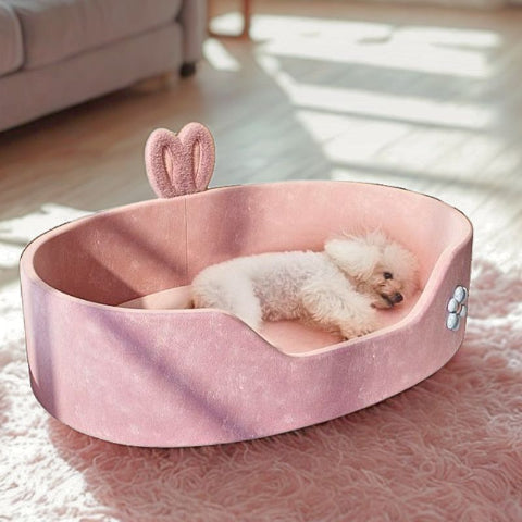 bichon endormi dans couchage chien anti-stress rosi