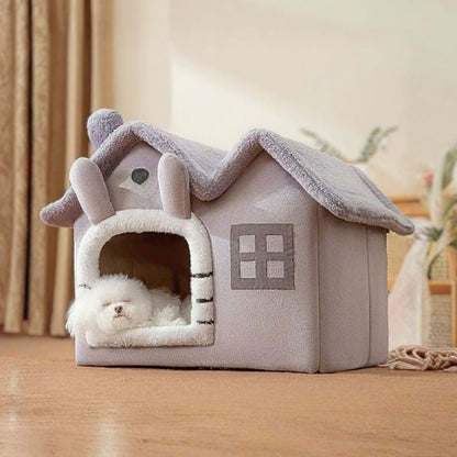 bichon maltais endormi dans maison pour chien pliable plumette