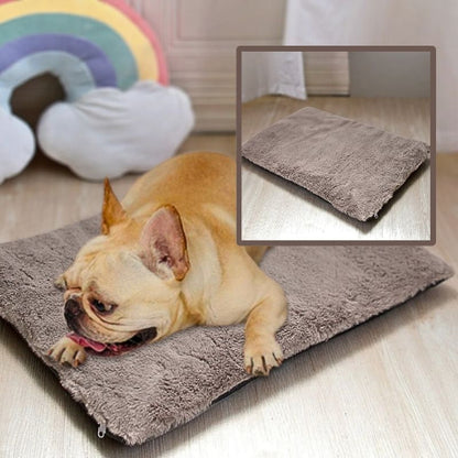 bouledogue français allongé sur coussin pour chien marron polaire