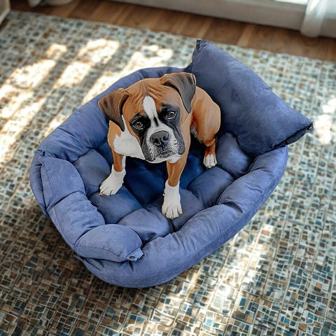 boxer assis sur lit chien antiderapant flexi