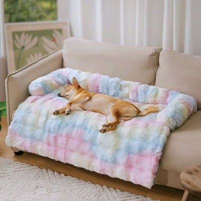 Shiba inu endormi sur un canapé lit chien Fluffy pastel avec peluche respirante