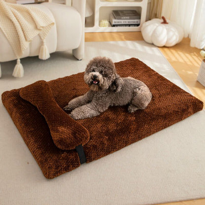 caniche assis sur coussin déhoussable pour chien café ducou