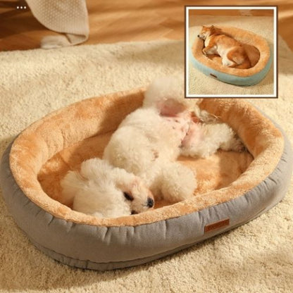 caniche couché dans panier pour chien doux confo