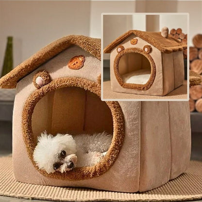 caniche couché niche pour chien marron intérieur