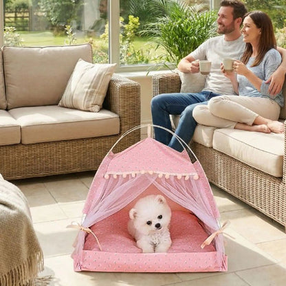 caniche toy allongé dans tente chien antistress coconelle