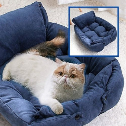chat allongé sur coussin chien bleu 3 en 1