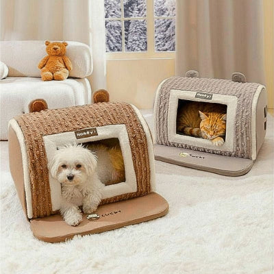deux couleurs de niche d'intérieur pour chien pimous