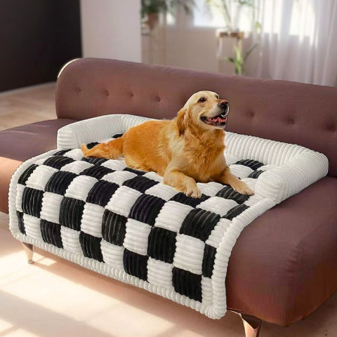 golden retriever allongé sur lit canapé pour chien noir damio