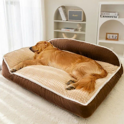golden retriever endormi sur lit chien marron relaxol