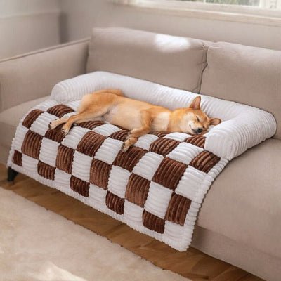 Shiba inu endormi sur un lit canapé pour chien Damio marron avec design élégant