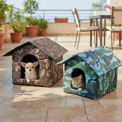 Niche pour chien extérieur Kabanou disponible en coloris marron et vert