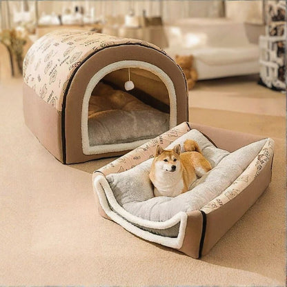 shiba inu allongé dans niche chien intérieur respirant convertible