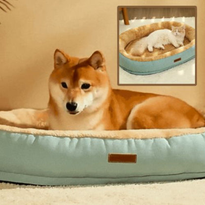 shiba inu allongé dans panier pour chien déhoussable confo
