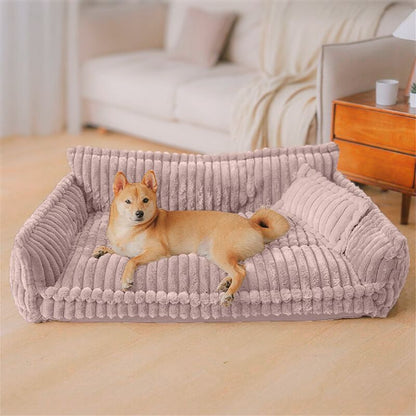 shiba inu couché sur canape chien rose luxus