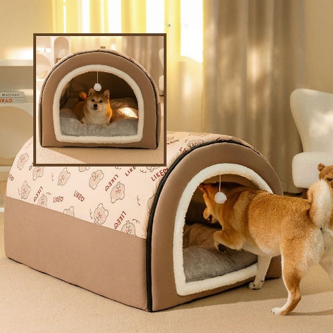 shiba inu dans niche chien intérieur anti stress convertible