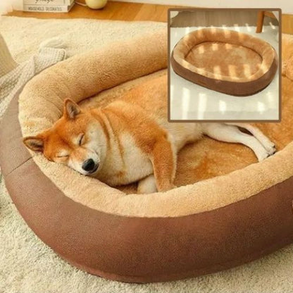 shiba inu endormi dans panier pour chien marron confo
