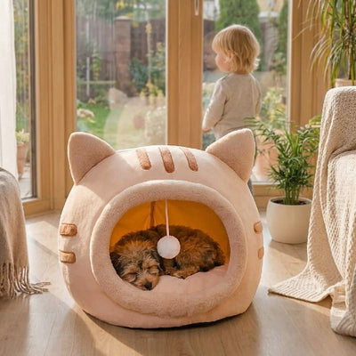 toy russe endormi dans grotte pour chien rose teta