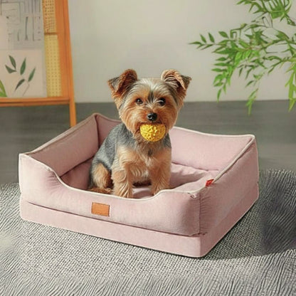 yorkshire assis dans lit pour chien rose holar
